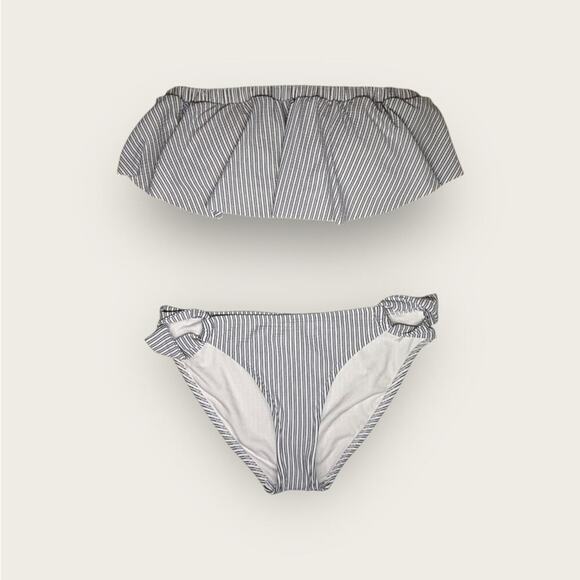NWT | Hula Honey | Striped Bikini Set | Blue & White | Size Medium - Picture 1 of 16